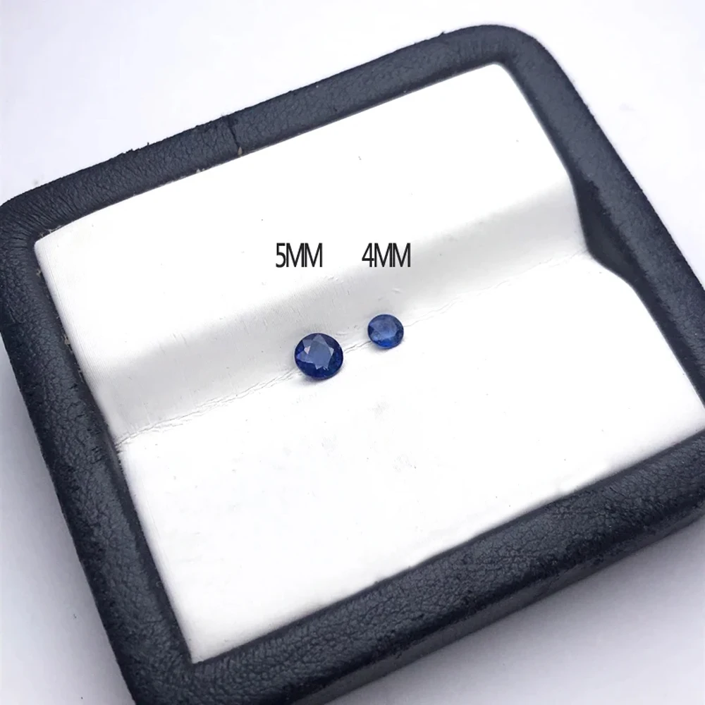 VANTJ Natural Blue Sapphire Loose Gemstone Round 4/5mm Gems for Silver Gold Mounting DIY Jewelry