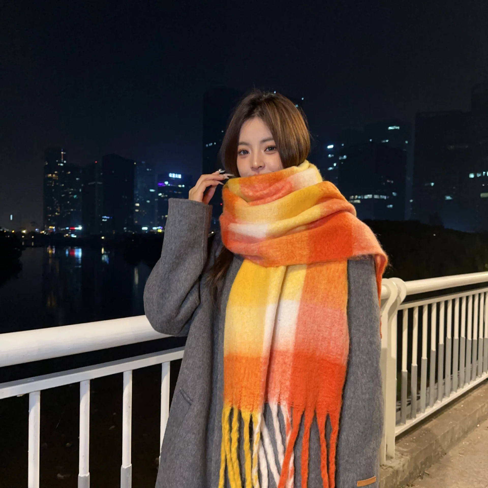 Luxury Brand Cashmere Womens Scarf Winter Thick warm Solid Wraps Female Pashmina Long Tassel Female Bufandas Thick Blanket