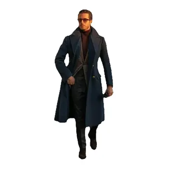 Men's Checkered Wool Blend Coat 2 Wool Blend Coat Men Fashion Over Jacket Double Breasted Checkered Business Long Overcoat Plus Size Warm Formal Business Tailored 2