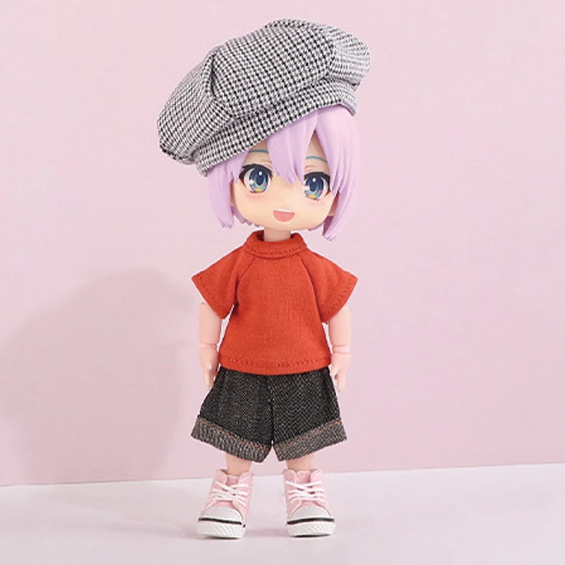 Ob11 Doll T-Shirt + Shorts Doll Pure Cotton Short Sleeved Shirt Denim Shorts For Ymy, Nendoroids P9, 1/12 Bjd, Gsc, Molly Dolls