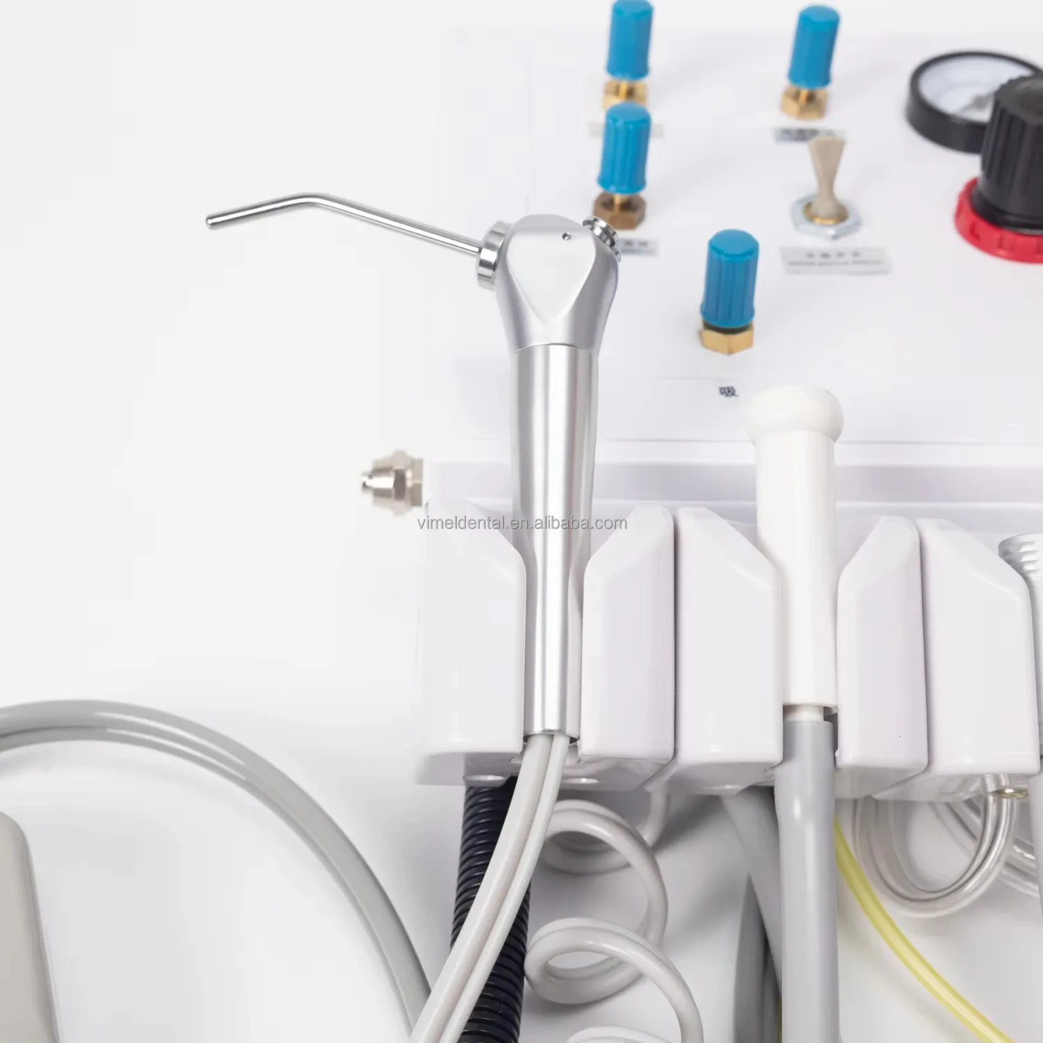 Portable Dental Turbine Unit, Hanging Wall Mounted with 4 Handpieces & Suction Syringe, Operates with Air Compressor
