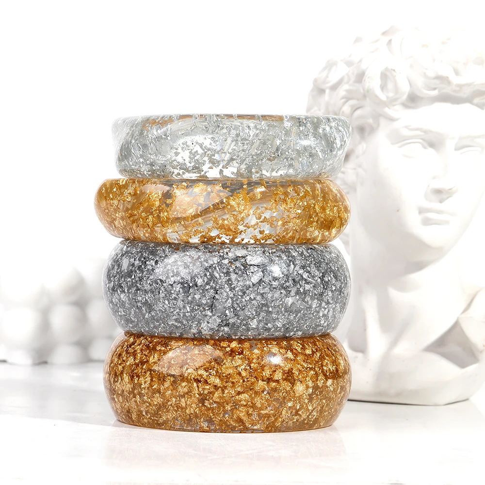 Übertriebener Acryl Runde Chunky Armreif Frauen Gold Farbe Glitter Harz Unregelmäßige Quadratische Breite Hand Armband Trend Schmuck Geschenk – Detail 9