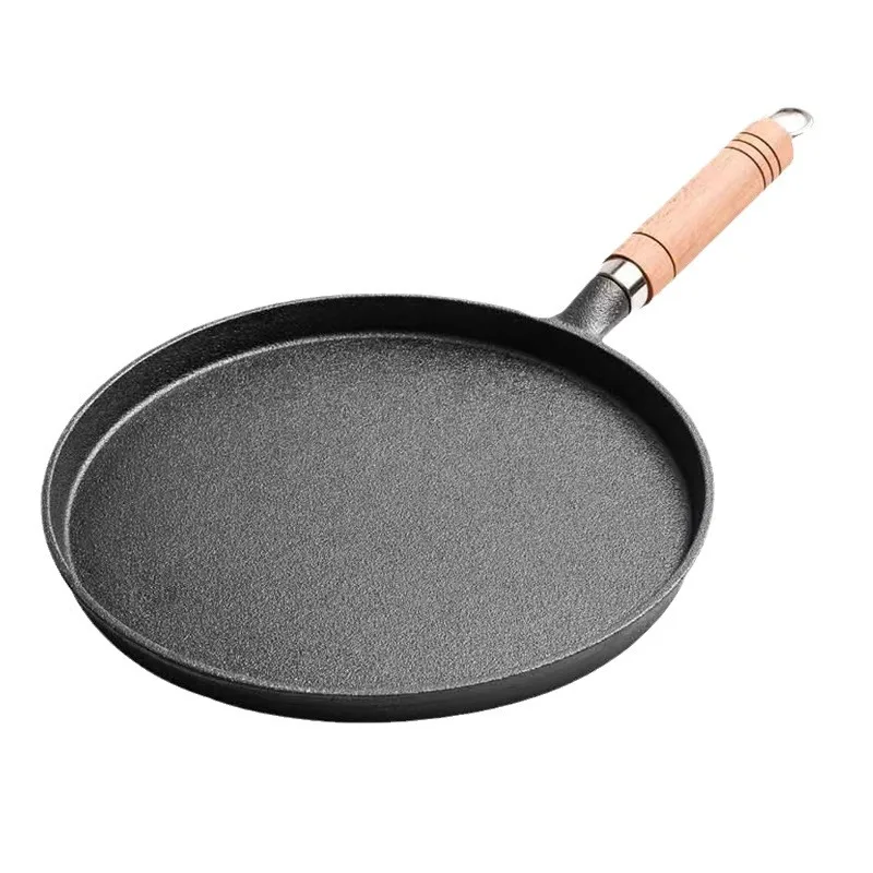 

Kitchen Household Uncoated Non-stick Flat Bottom Cast Iron Pan Pancake Machine Iron Plate Pig Iron Frying Pan