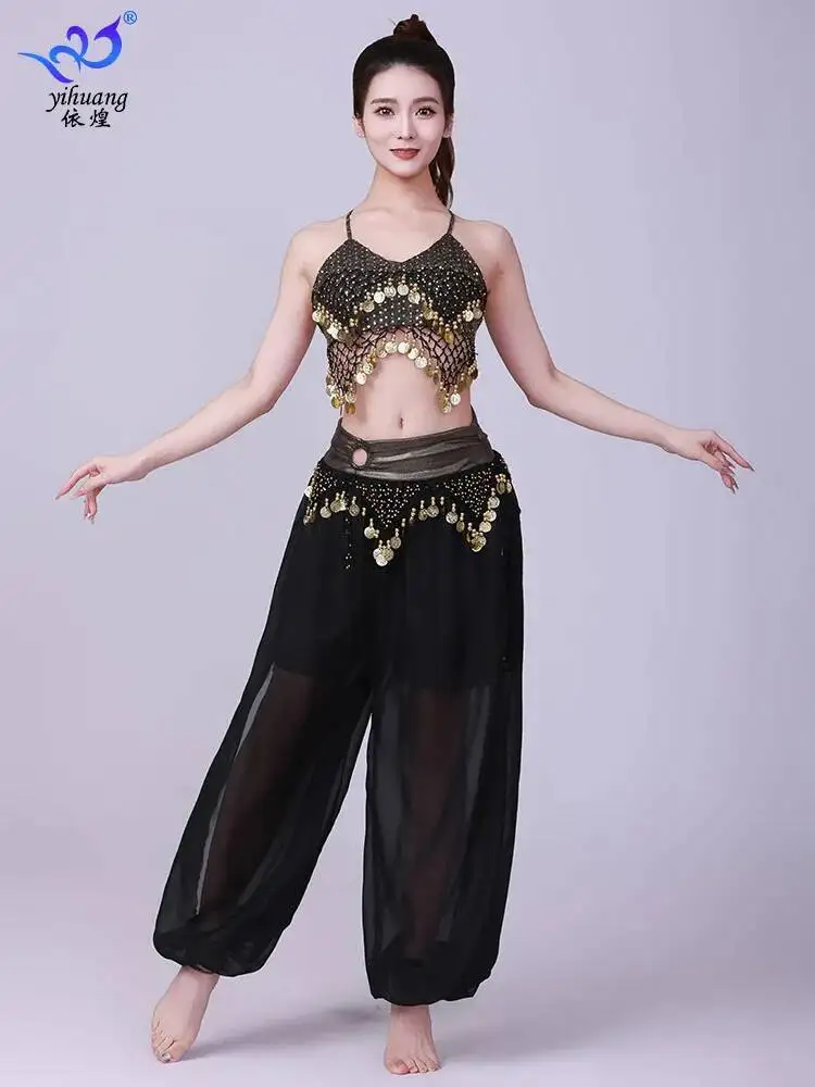 Costume da ballo per feste Costume da danza del ventre Reggiseno con frange di paillettes Dancewear Costume da ballo indiano Costume da spettacolo teatrale