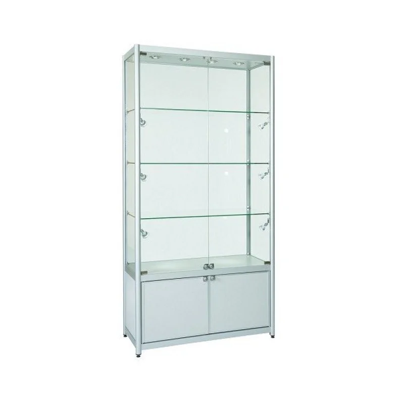 

Custom. KEWAY Wall Mounted Led Lighted Aluminum Glass Display Cabinets Double By Retail Shop Display Showcase