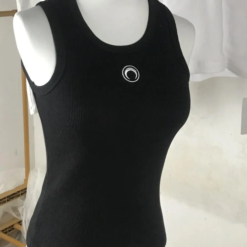 Korean Style Vest Women Moon Embroidered Cross Shaped Top Summer Casual Classic Elastic Slim Fit Sexy Camisole