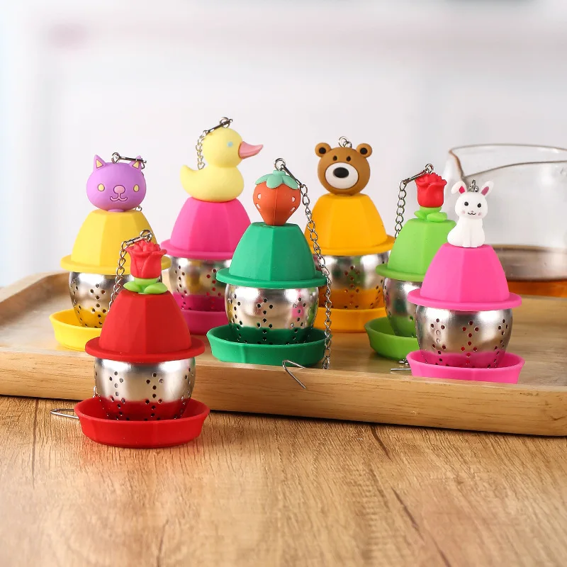 

Cartoon Animal Silicone Tea Ball Infuser Stainless Steel Coffee Tea Cha Strainer Creative Kitchen Herbal Spice Filter Diffuser