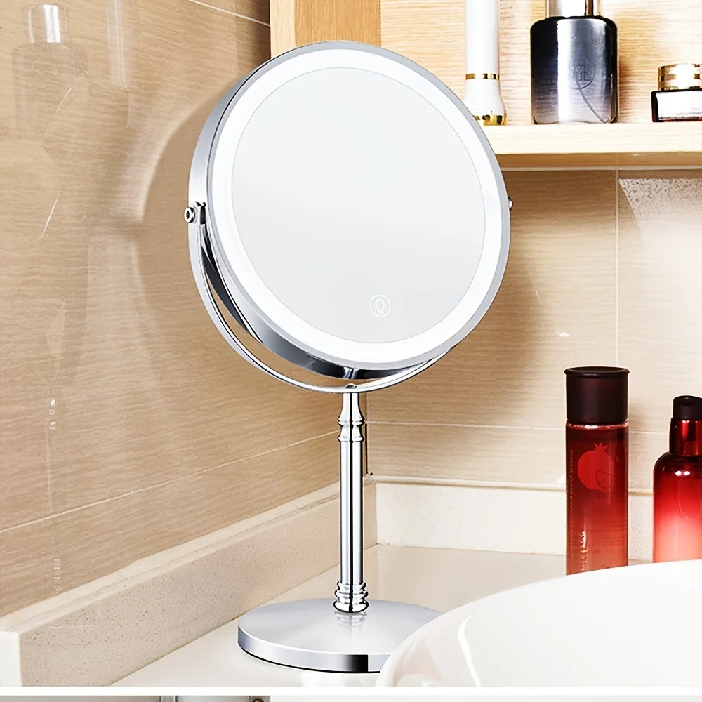 Magnifying Mirror With Light, Rechargeable 8" Lighted Makeup Mirror with 3 Color Lighting Modes - Portable HD Cosmetic Mirror fo