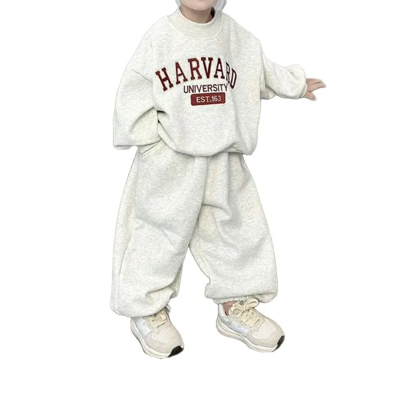 Kinderkleidung Sweatshirt-Sets Herbst Baby Jungen Mädchen Mode Einfacher Buchstabendruck Pullover Top+Hose 2-teiliges Set Kinder Trainingsanzug – Detail 6