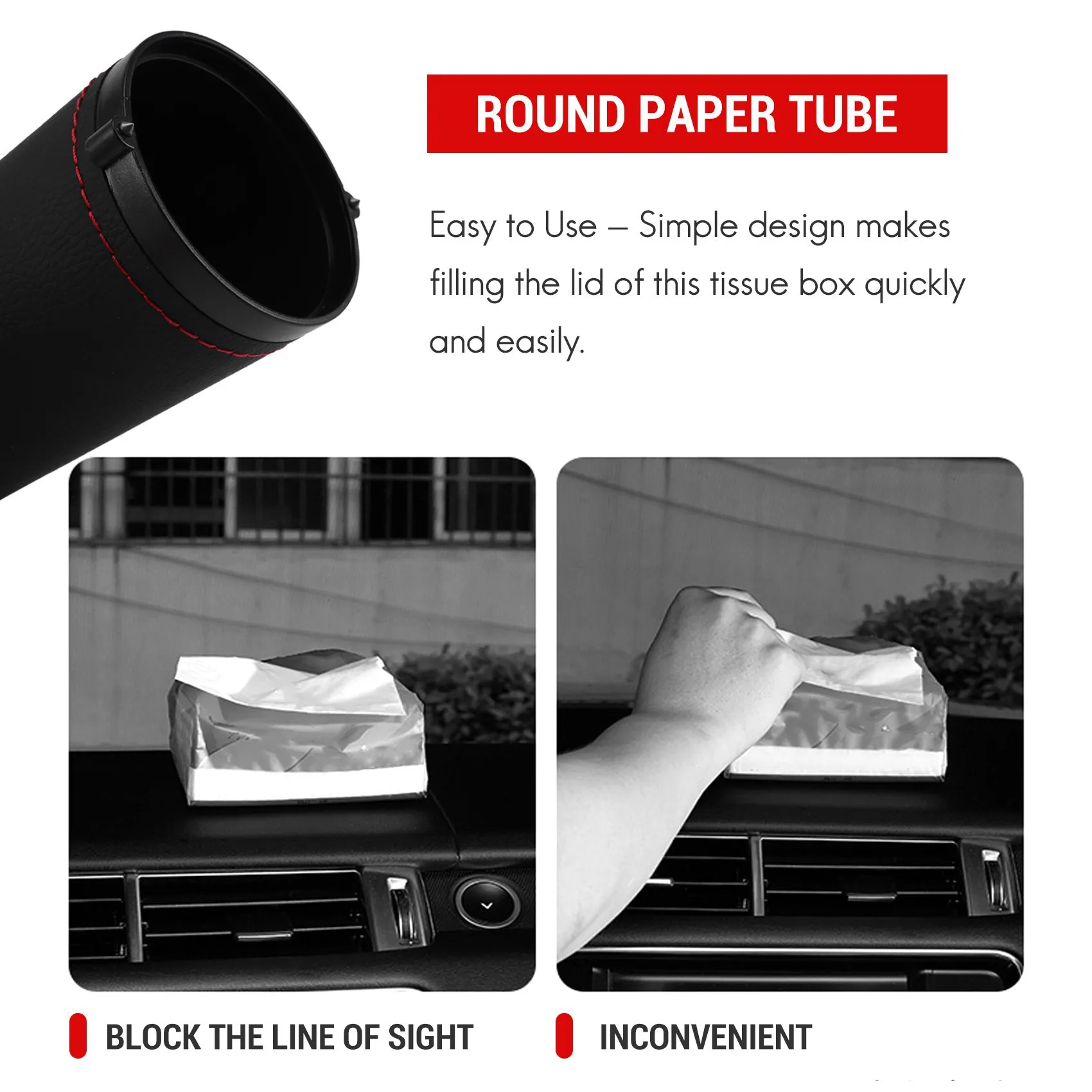 Tissue Box General Auto Round Paper Tube Safety Broken Window Tissue Cup Interior Decoration Car Home Paper Tube