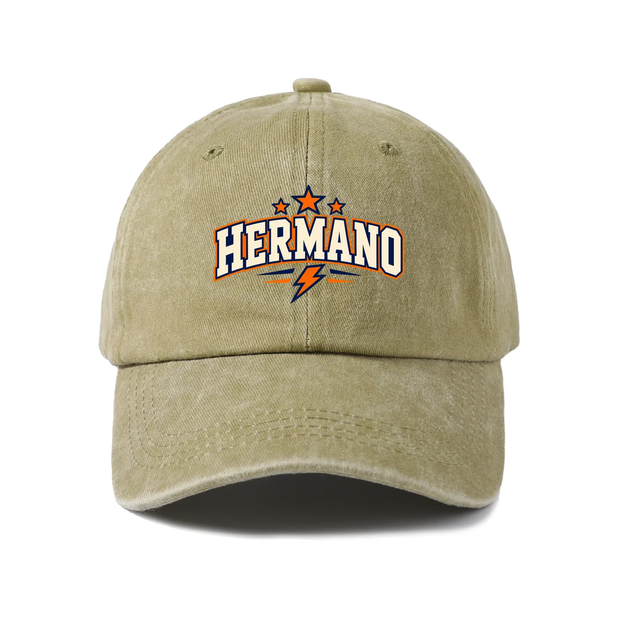 Hermano Typography Baseball Cap, Vintage Washed Adjustable Unisex Dad Hat, Outdoor Gift