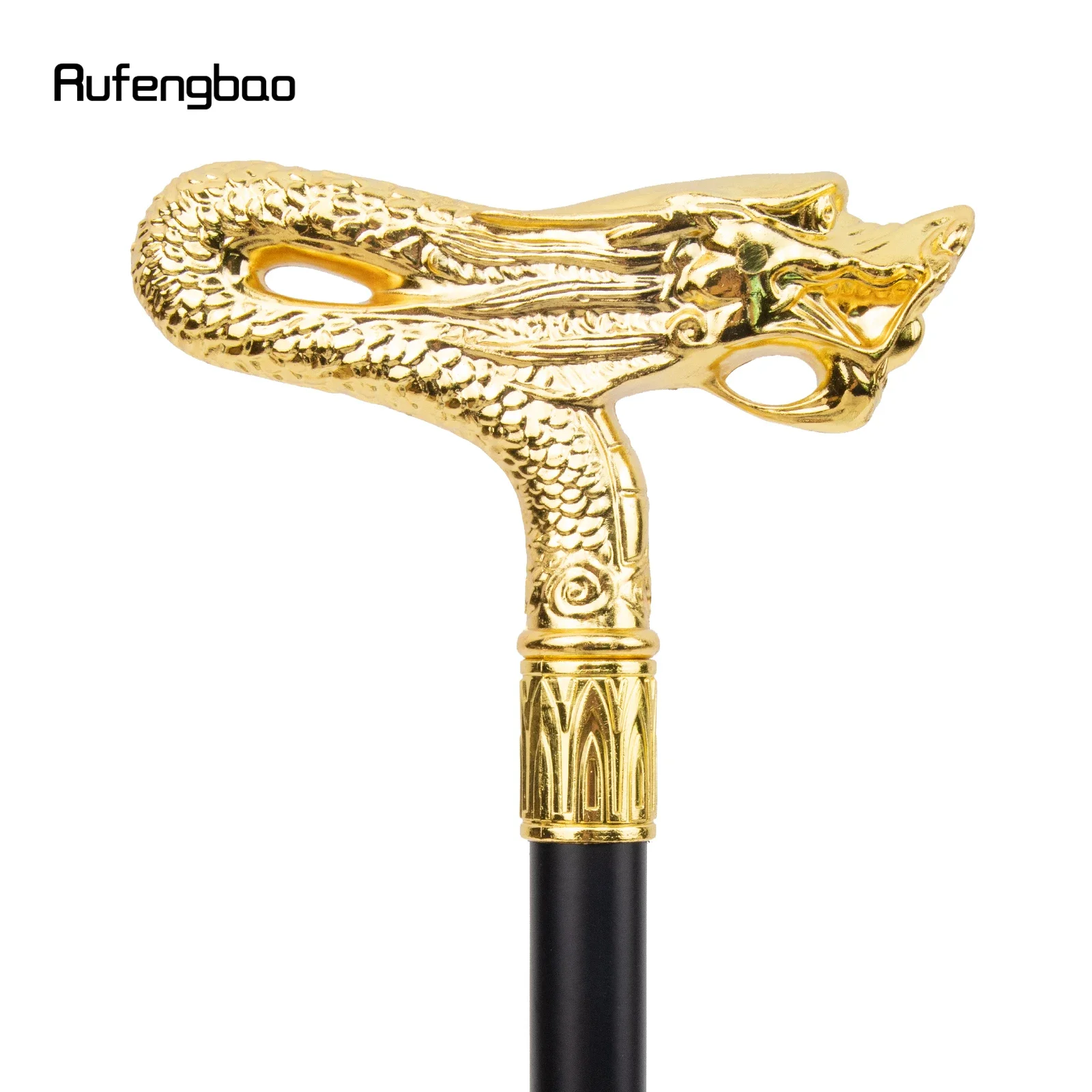 Golden Dragon Head Fashion Walking Stick Decorative Stick Cospaly Vintage Party Fashionable Walking Cane Crosier 92cm