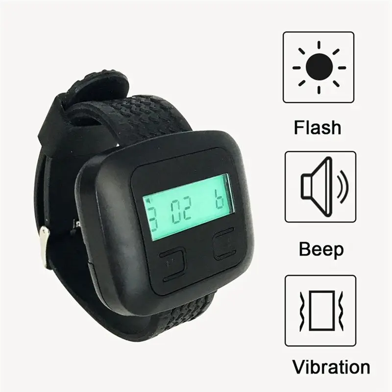A84X-Wireless Restaurant Calling System 5Table Call Button Transmitters 1Watch Pager, Restaurant Waiter Service Bell Buzzer