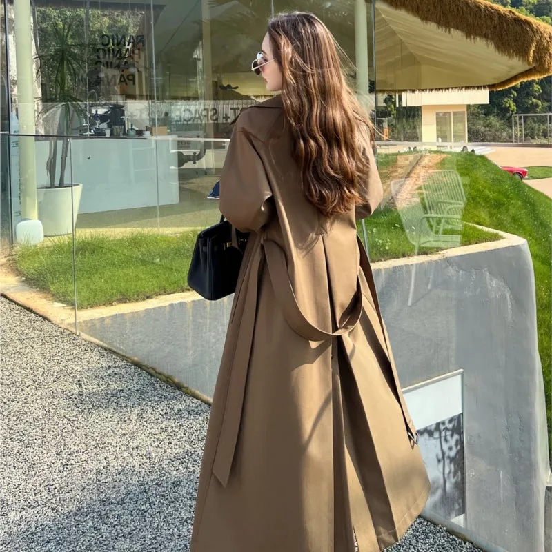 over the Knee Trench Coat Women's Mid-Length New Leisure Commute Simple Graceful Overcoat