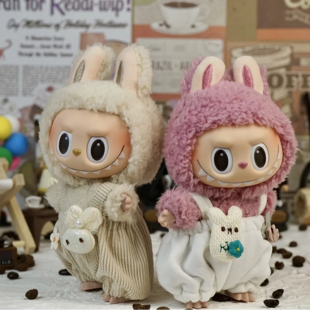 

17cm Labubu Doll Clothes Pendant Outfit Rabbit Overalls Suitable for Labubu Doll Clothes Replacement