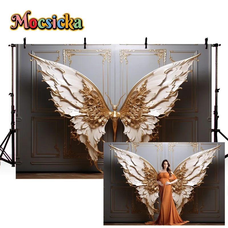 Mocsicka Photography Background Butterfly Wings Glitter Decor Adult Maternity Artistic Portrait Kids Happy Birthday Photo Props