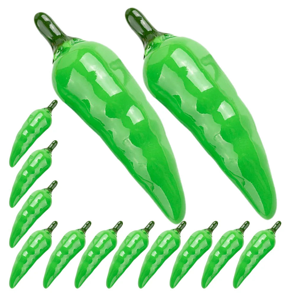 

25 Pcs Mini Green Peppers Artificial Vegetables Decoration Simulation Foam Fake Chili Props for Home Party Photo