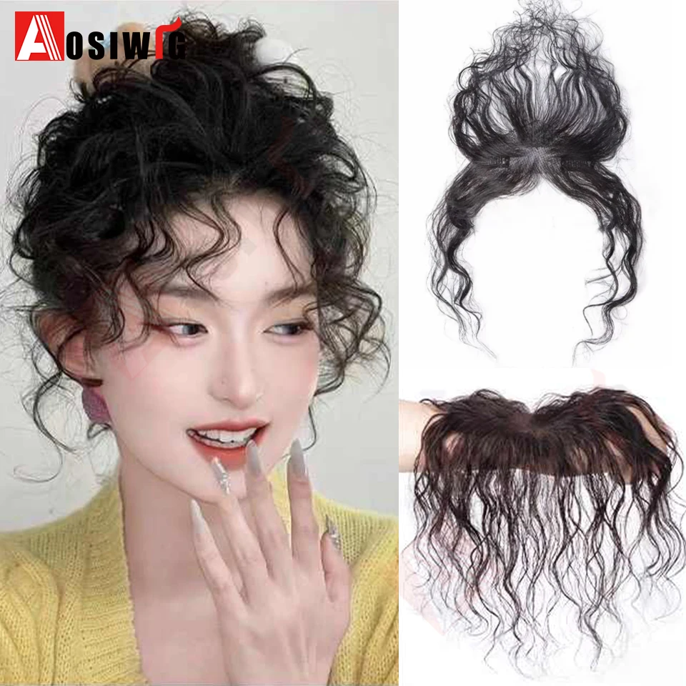  Synthetic Curly Bang Topper Hair Pieces light and thin hair fluffy wool curls natural invisible bangs Paired with three BB cl