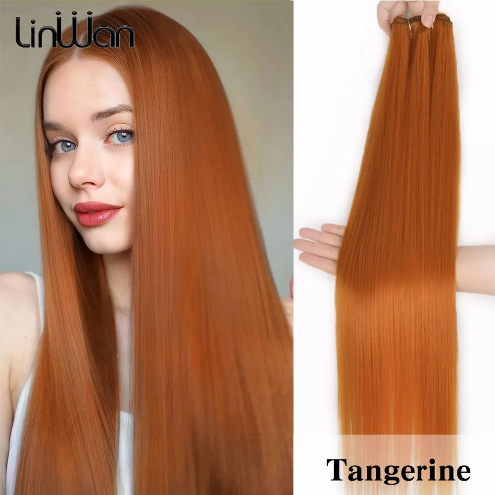 

Красочные прямые пучки волос Коричневые блондинки Натуральные синтетические волосы для наращивания Ombre Толстый хвост Свободное глубокое плетение волос