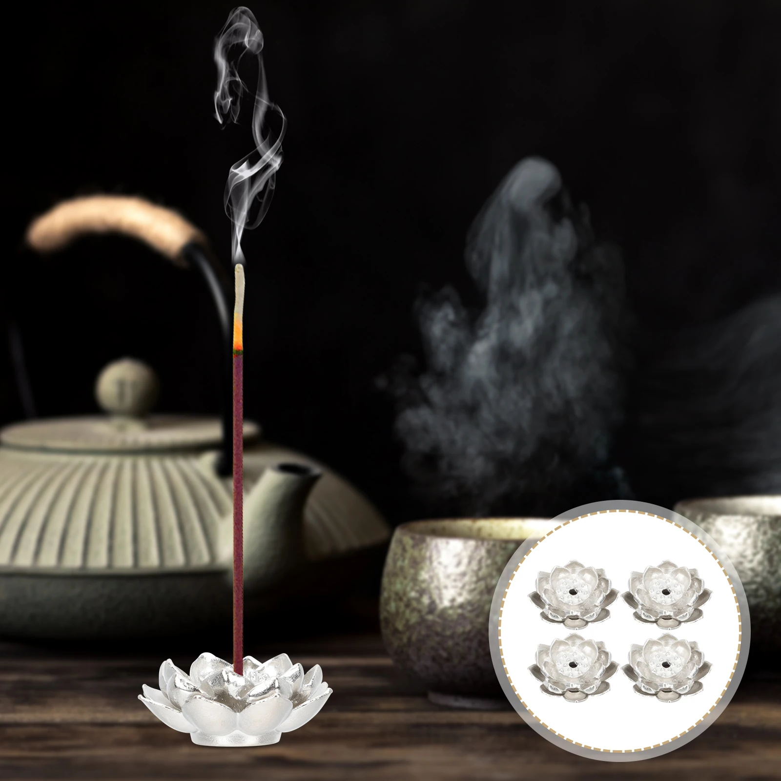 

4 Pcs Incense Holder Decorative Burner Lotus-shaped Design Censer Decoration Aroma Lamps