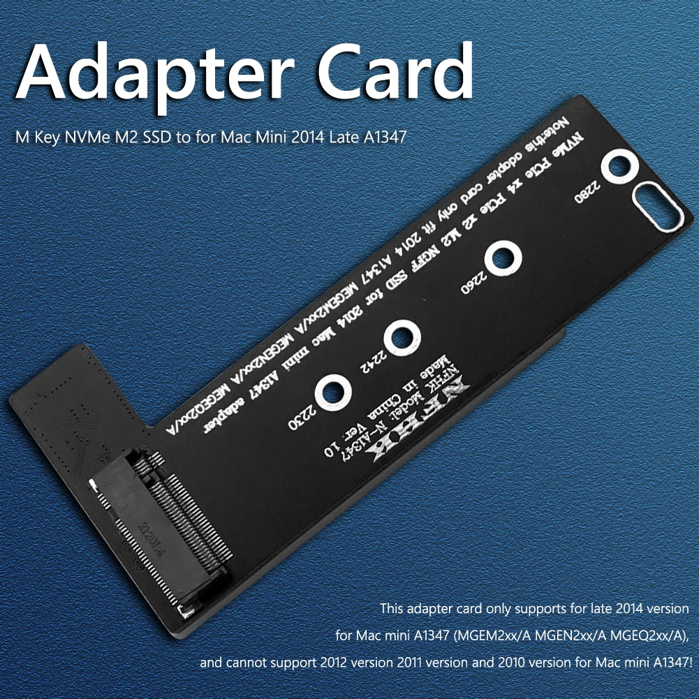 M.2 NVME SSD PCIE x4 x2 a PCI Express Card Riser Adaptador M Key para finales de 2014 Mini A1347 Tarjeta adaptadora para Apple