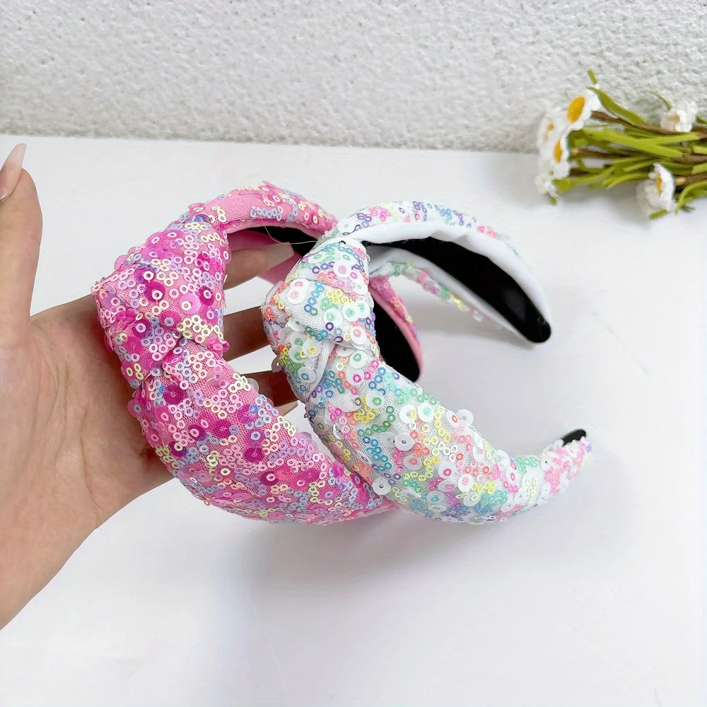 

Fashionable Women's Blingbling Sequins Padded Headbands Ladies And Girls Party Holiday Hairbands