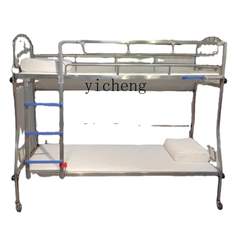 Double-Layer Folding Multi-Functional Stainless Steel Bedroom Study Space-Saving High and Low Bed