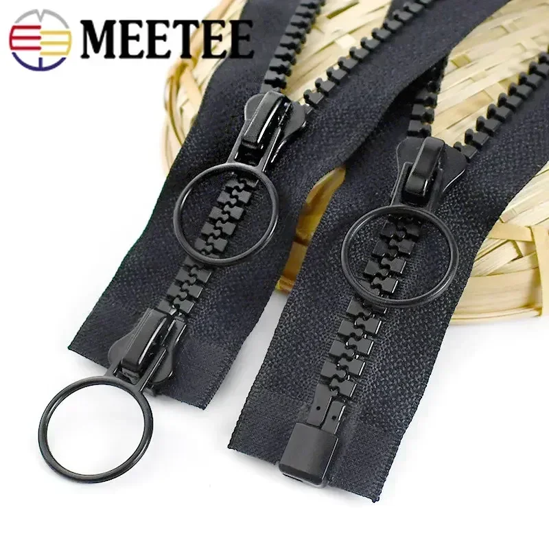 5# 8# 10# Black Resin Zipper 60-200cm O Ring Double Slider Zips Decorative Zip Repair Kit Jacket Bag Clothes Sewing Accessories