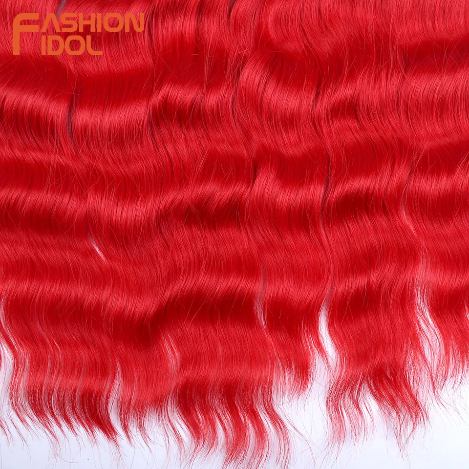 Lena Red Crochet Hair Synthetic Water Wave Braiding Hair Extensions 24 Inch Crochet Braid Hair High Temperature Fiber Fake Hair