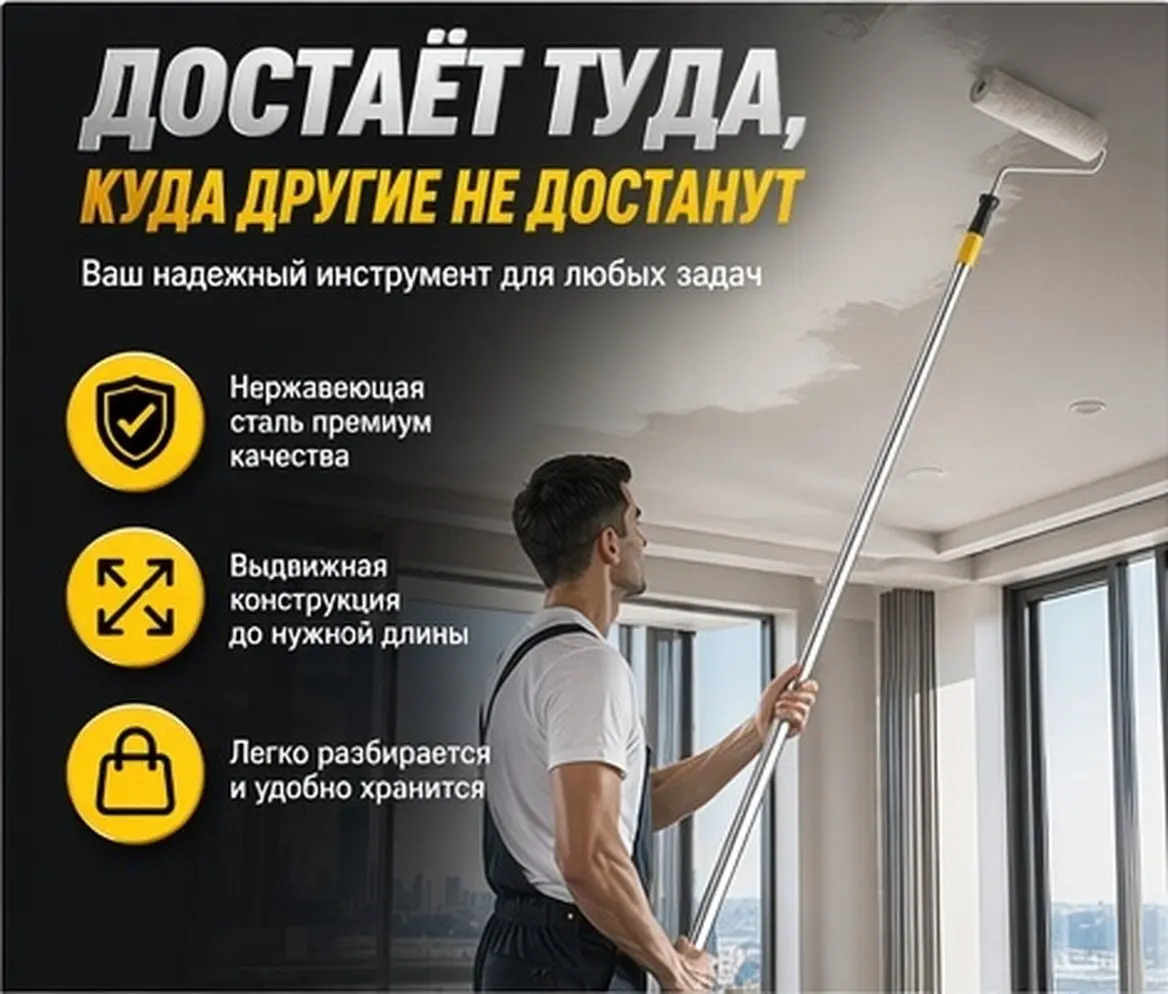 Telescopic Extension Pole for Painting and Cleaning Stainless Steel Paint Roller Brush Handle Adjustable Length Heavy Duty Easy