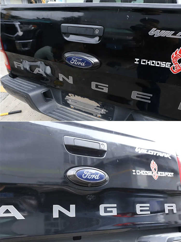Für Ford Ranger Wildtrak T6 T7 T8 2015-2022 ABS Carbon Faser/Schwarz Auto Heckklappe Logo Abdeckung dekorative Aufkleber Auto Zubehör – Detail 3
