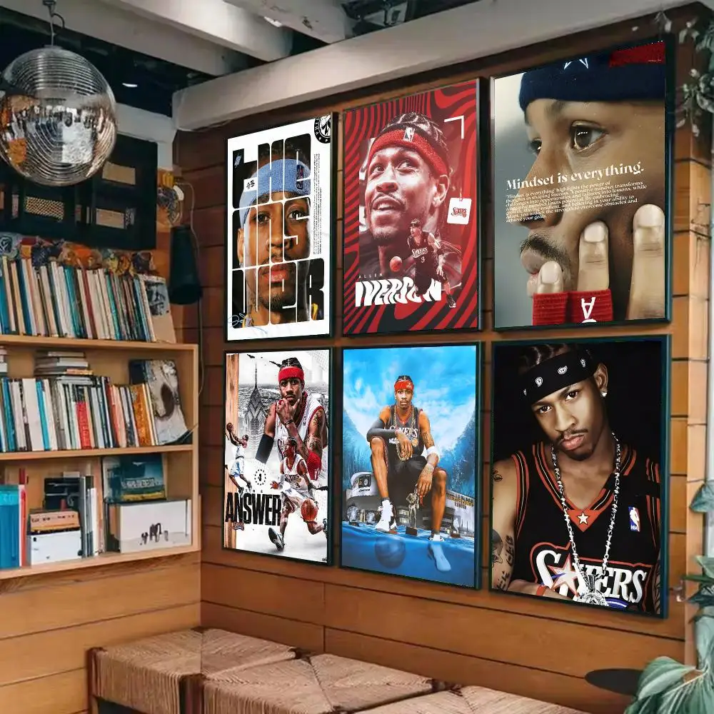 A-Allen I-Iverson Poster Self-adhesive Painting With Prints Home Bedroom Living Room Decoration Holiday Gifts