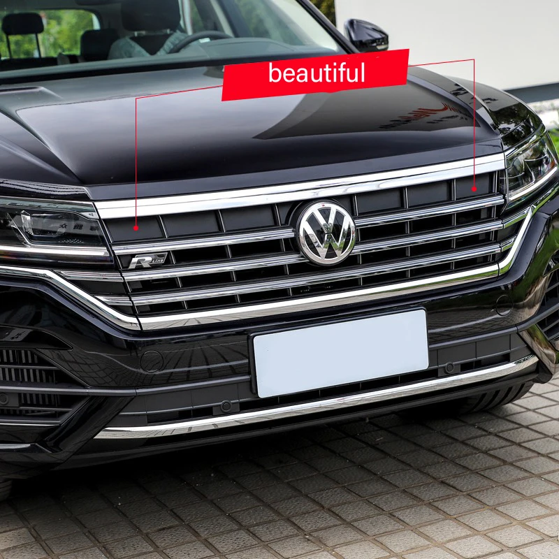 Front Middle Grille Blocking Cover Sticker Plate Dust-proof Central Grid Baffle for VW Touareg Exterior Accessories 2019-2024