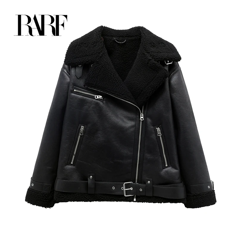 RARF Spot goods 2024 dichroism women's new autumn and winter thickened warm belt double-sided long jacket jacket motorcycle top