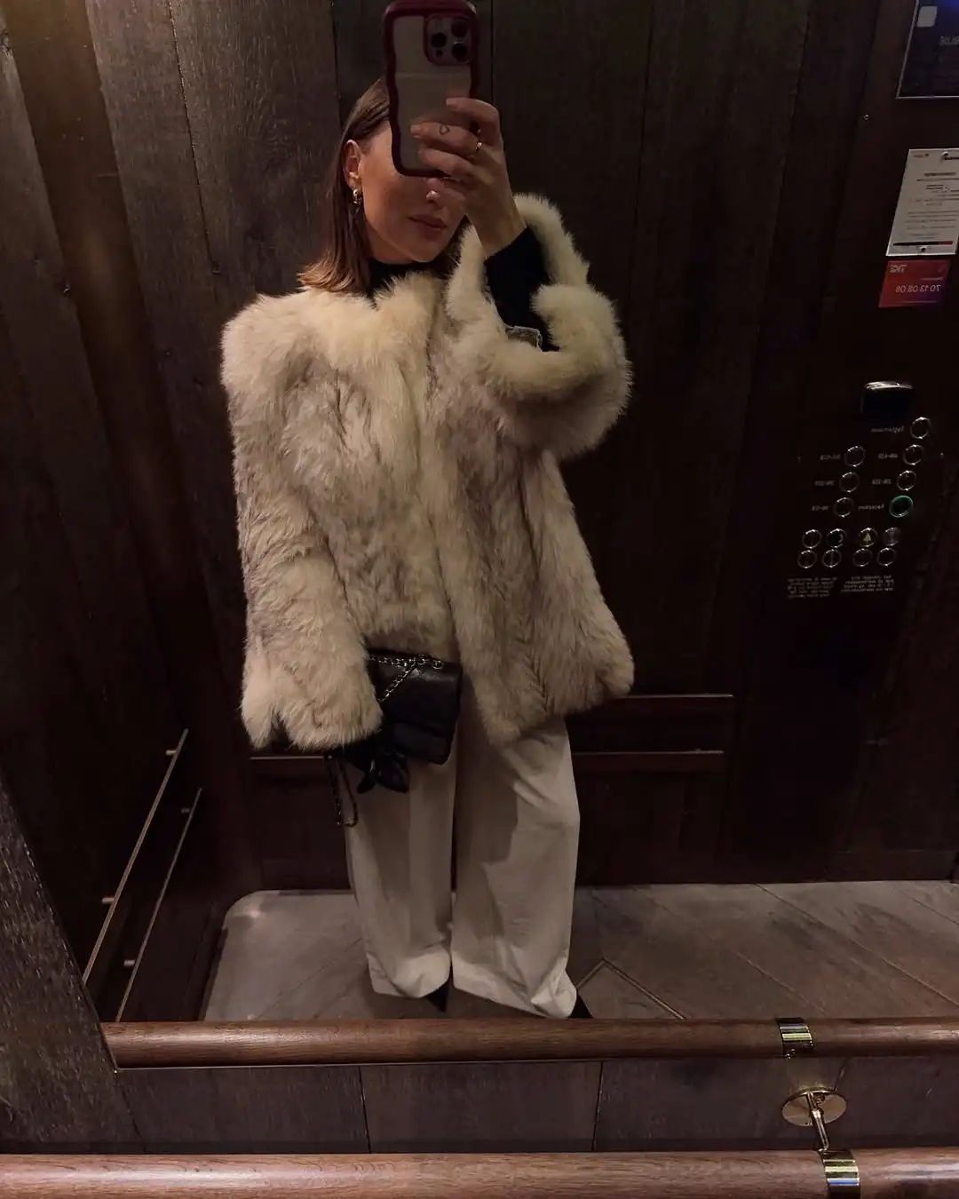 เสื้อโค้ทขนเฟอร์เทียมสุดหรูสำหรับผู้หญิง สไตล์แฟชั่นไฮสตรีท แขนยาว ทรงโอเวอร์ไซส์ แจ็คเก็ตคาร์ดิแกนเก๋ไก๋ หนา อุ่น สำหรับผู้หญิง