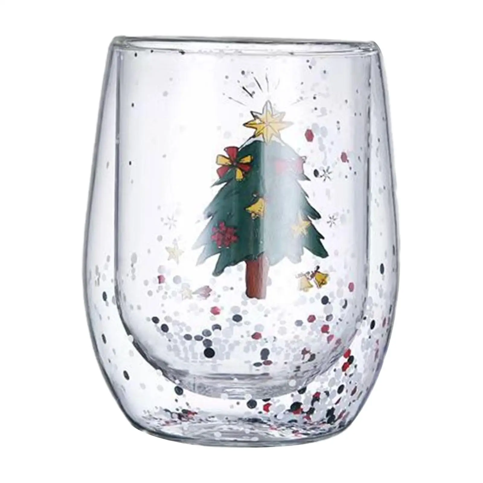 Cute Christmas Tree Mug 300ml Clear Drinking Cups for Christmas Elements Tea