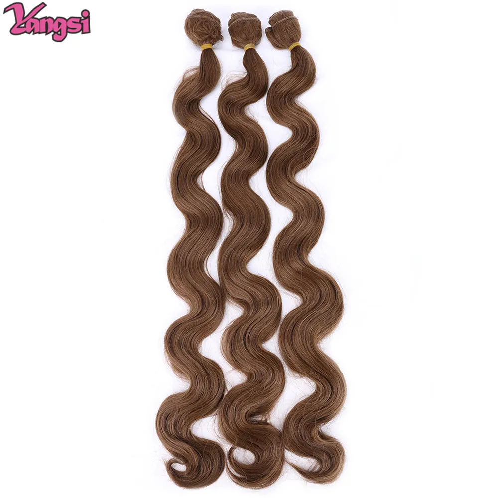 Full Star 26 inch Body Wave Hair Weft Ombre Synthetic Hair Brown Wavy Hair Crochet Black Ombre Blonde Hair for Women