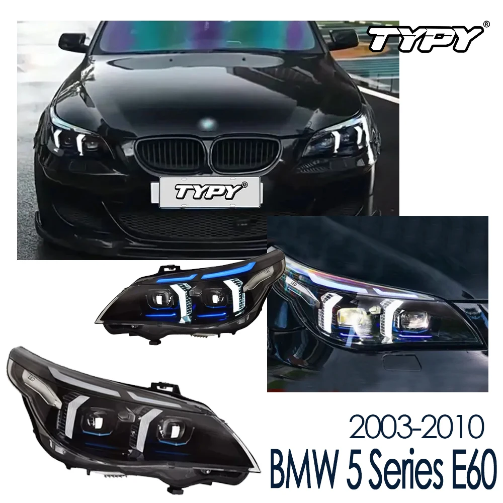 

Автомобиль для BMW 5 серии E60, обновленная фара 2003-2010, модифицированная для нового DRL, динамический указатель поворота, светодиодная фара, автоаксессуары