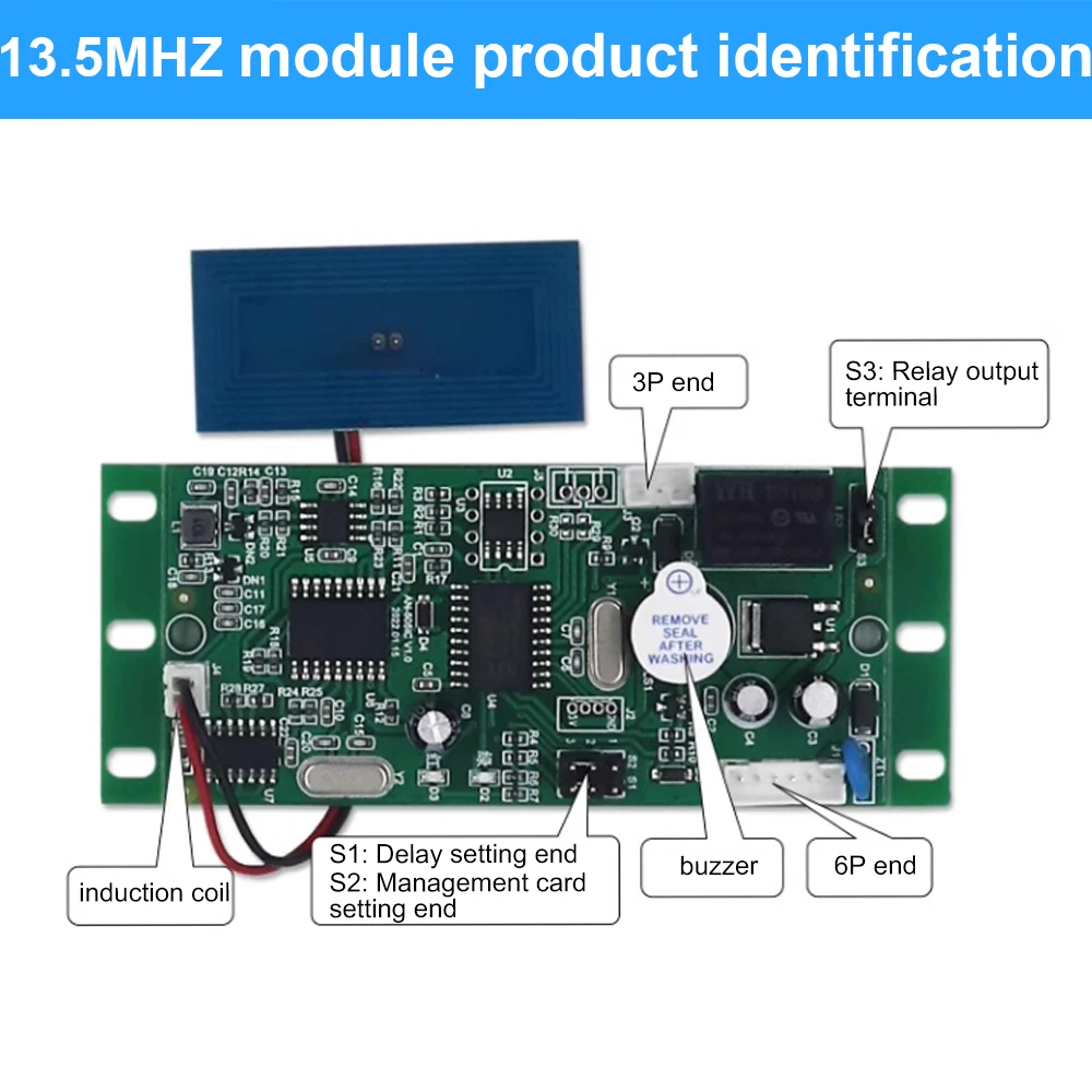 Imagem -06 - Cartão Rfid Embedded Building Intercom Module Decoder Card Reader mf Board For Access Control System 125khz Tk4100 13.56mhz