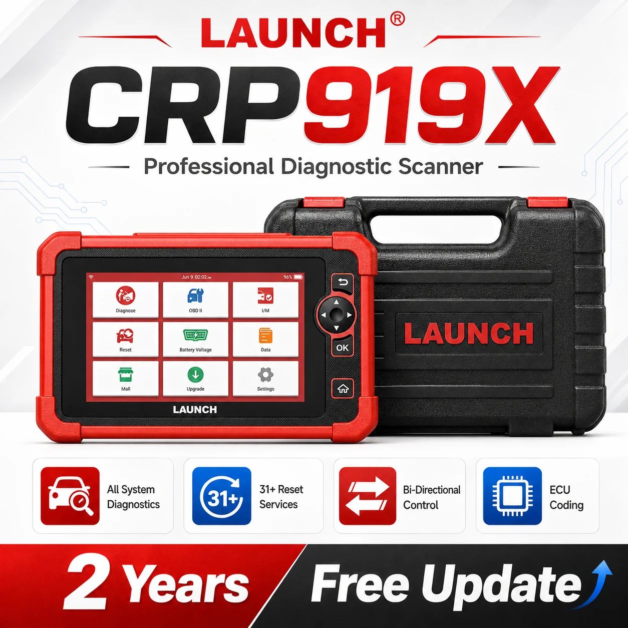 LAUNCH X431 CRP919X Car Diagnostic Tool DBScar VII VCI Auto OBD OBD2 Scanner Active Test ECU Coding CANFD DOIP 31+ Reset