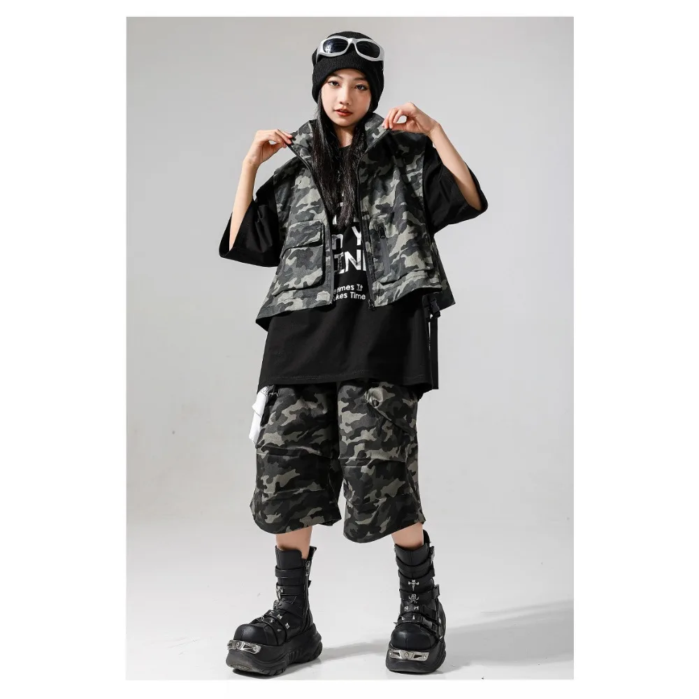 Hip Hop Camouflage 2 Piece Set Street Dance Training Outfit Jazz Stage Wear Camo Loose Streetwear K-pop Dance Casual Dance Suit view 4