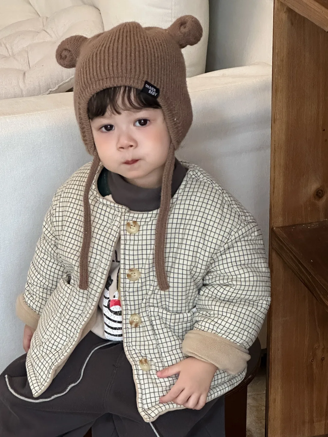 

Winter Warm Baby Girls Boys Cotton Plaid Single-Breasted Fleece-Padded Jacket Infants Thick Coat Kids Tops Children Outfit 0-4Yr