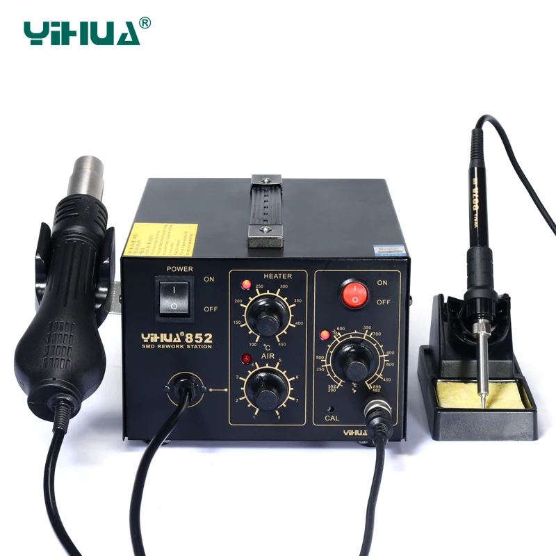 

Brushless Fan Hot Air Heat Gun Soldering Station With Nozzles Soldering Iron Station YIHUA 852