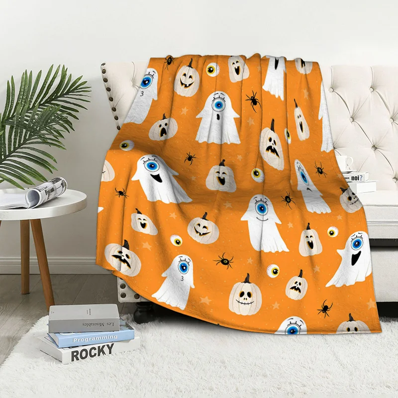 Home decoration plush Throw Sofa blanket Bedspread bed fluffy soft blankets decor Plaid Modern Halloween Autumn Pumpkin funny