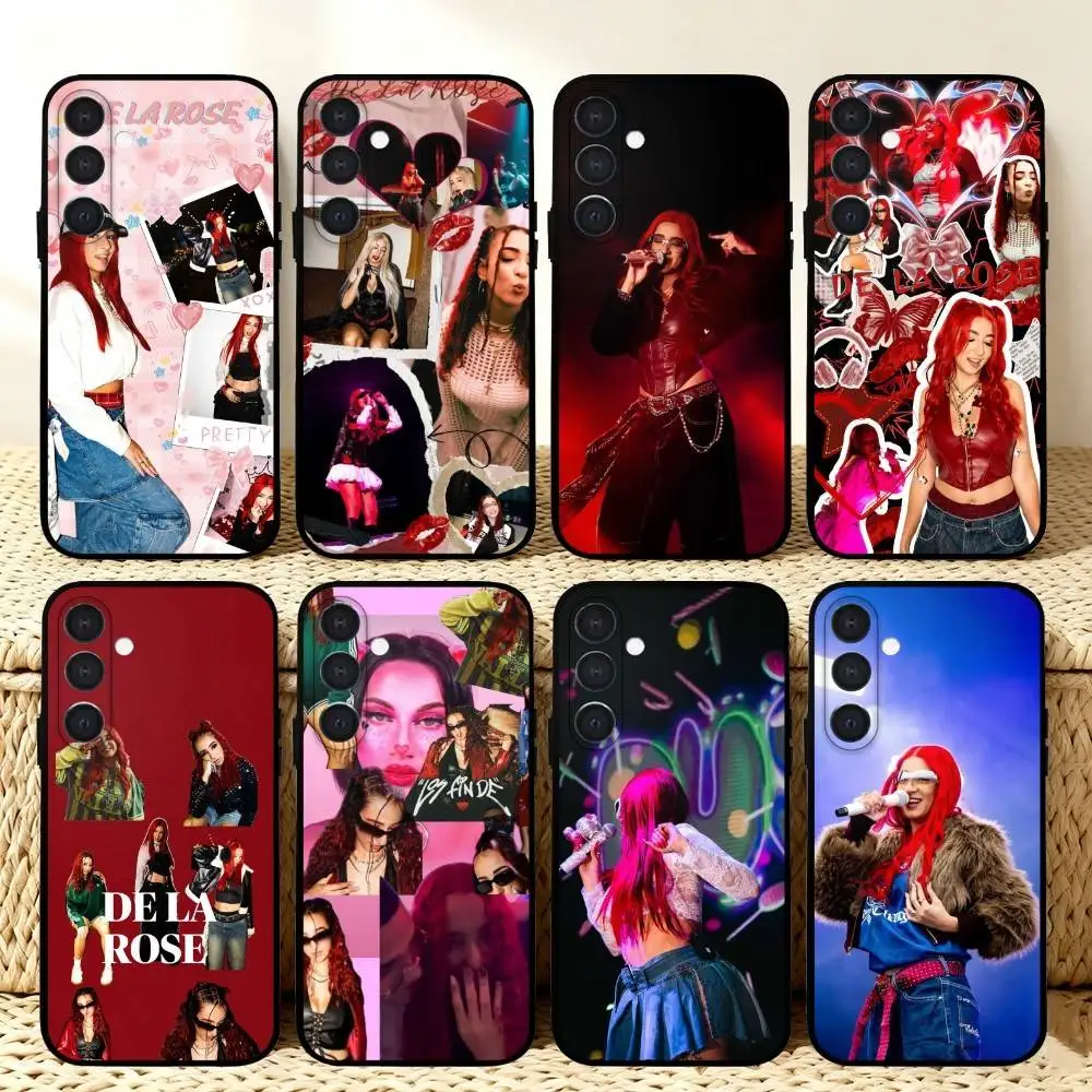 

De La Rose Phone Case For Samsung A73,72,71,A52,51,40,41,A22,A32,31,A13, Soft Black Shell