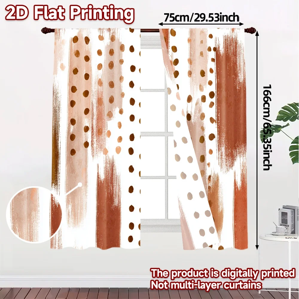 2D Flat Printing,JIT 2pcs, Curtains (Without Rod) Dotty Drapes Minimalist Popular Curtains Prints Light Filtering Curtains