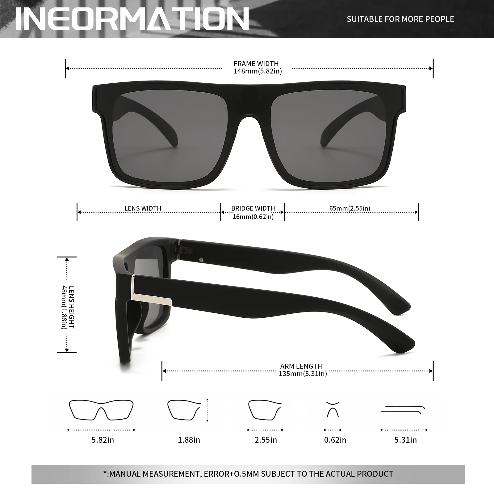قطعتان من النظارات الشمسية المربعة العصرية الجديدة - عدسة UV400 من قطعة واحدة، للجنسين للسفر والهدايا