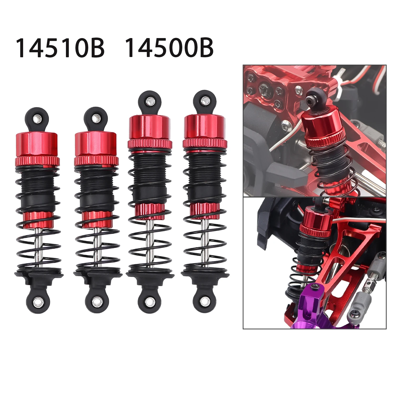 MJX Hyper Go 1/14 14210 14209 amortiguadores de Metal, amortiguadores hidráulicos delanteros y traseros para coche RC, piezas espaciales, 14510B 14500B