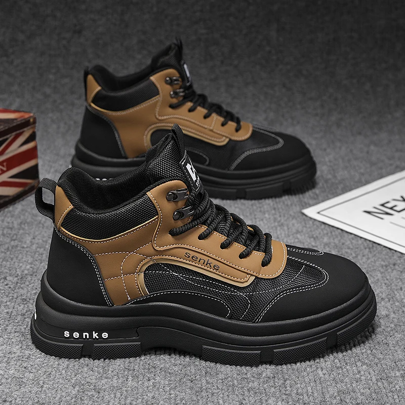 

American Style Big Yellow Boots for Men: Autumn Mid-Top Thickened Sole Work Boots, Men's Genuine Leather Soft Sole Work Boots, R