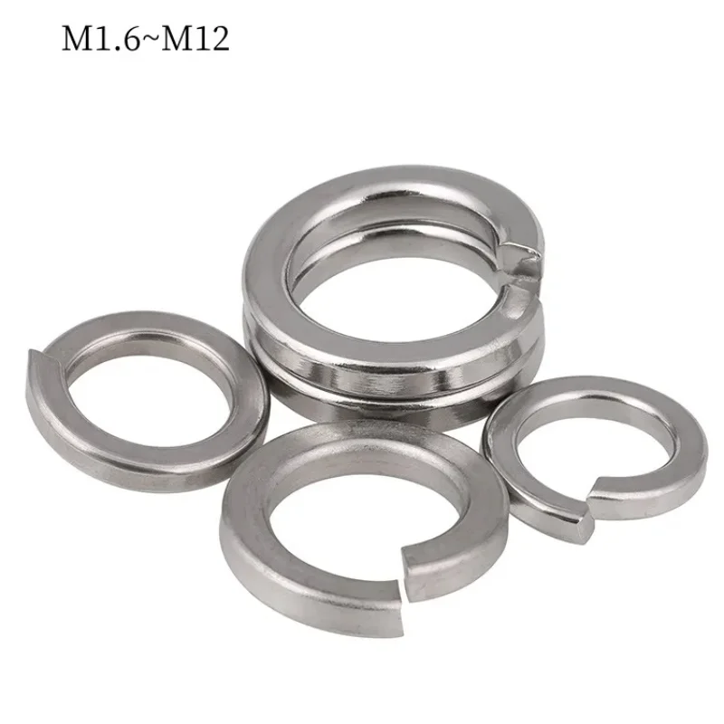 

A2 304 Stainless Steel Split Spring Lock Washer locking Elastic Gasket M1.6 M2 M2.5 M3 M4 M5 M6 M8 M10 M12 GB93